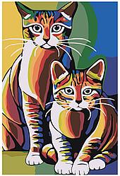 Живопись по номерам Разноцветные коты 40 x 60 | A405 | SLAVINA