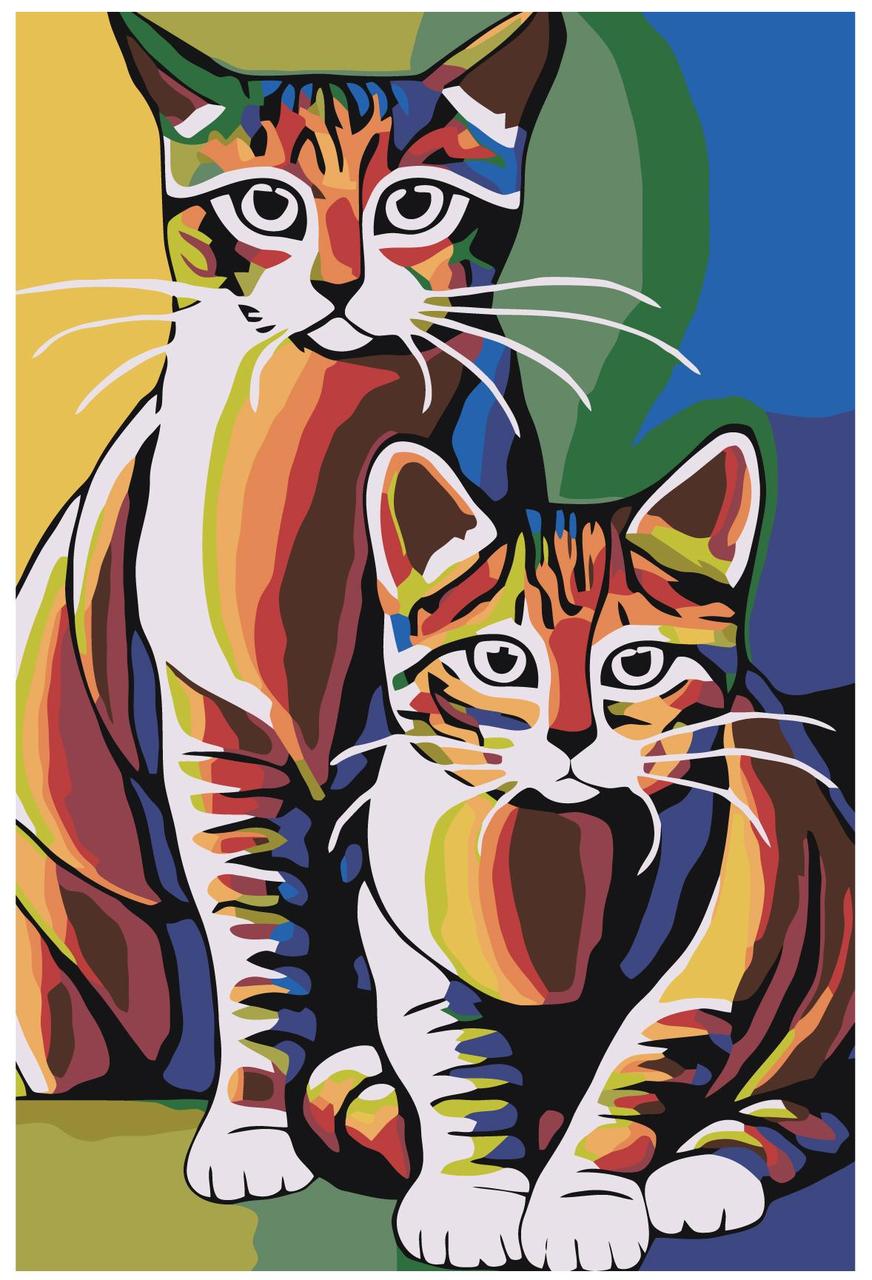 Живопись по номерам Разноцветные коты 40 x 60 | A405 | SLAVINA - фото 1 - id-p206626439