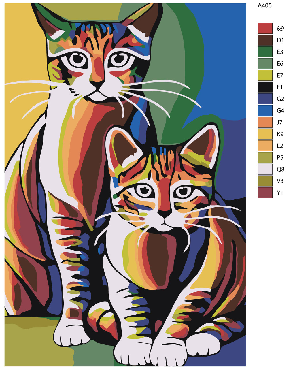 Живопись по номерам Разноцветные коты 40 x 60 | A405 | SLAVINA - фото 2 - id-p206626439