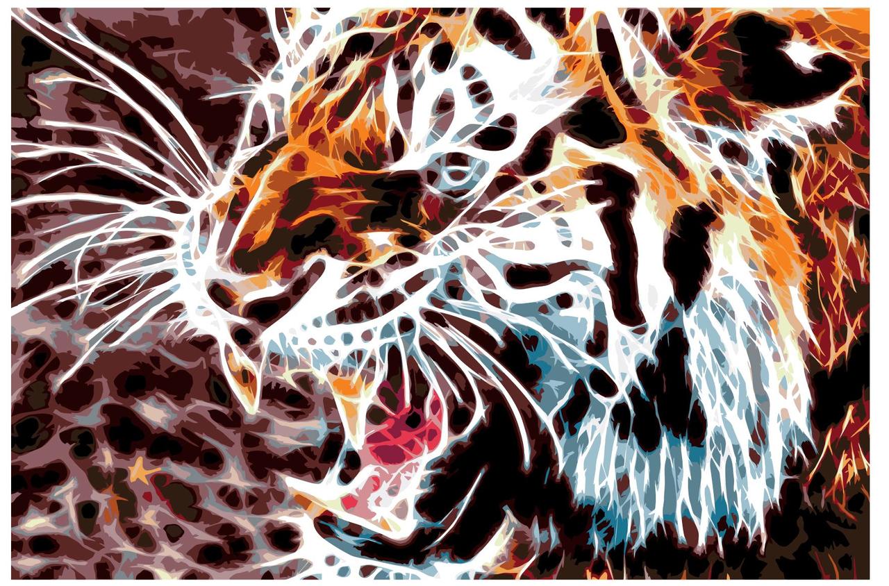 Живопись по номерам Неоновый оскал Тигр 40 x 60 | A425 | SLAVINA - фото 1 - id-p206626449