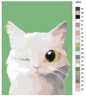 Раскраска по номерам Подмигивающий котенок 30 x 40 | A553 | SLAVINA, фото 2