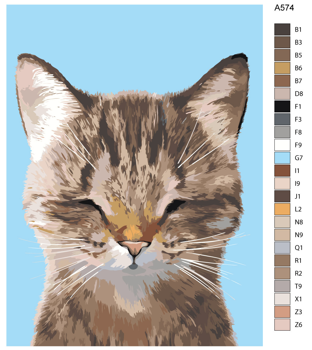 Картина по номерам Зажмурившийся котенок 30 x 40 | A574 | SLAVINA - фото 2 - id-p206627503