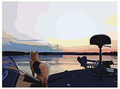 Картина по номерам Пес в лодке на закате 30 x 40 | ETS222-3040 | SLAVINA