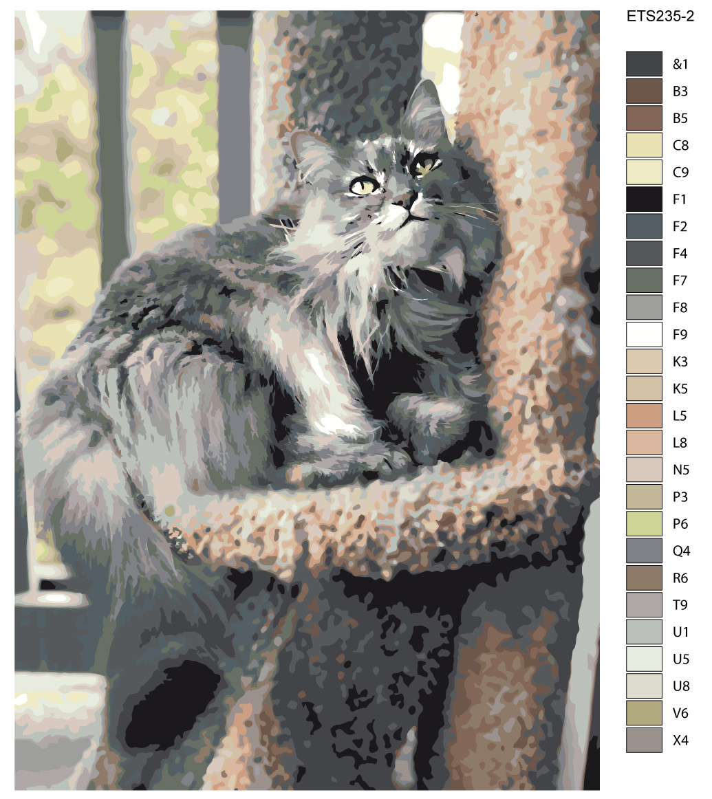 Живопись по номерам Пушистый серый кот 30 x 40 | ETS235-2 | SLAVINA - фото 2 - id-p206627538