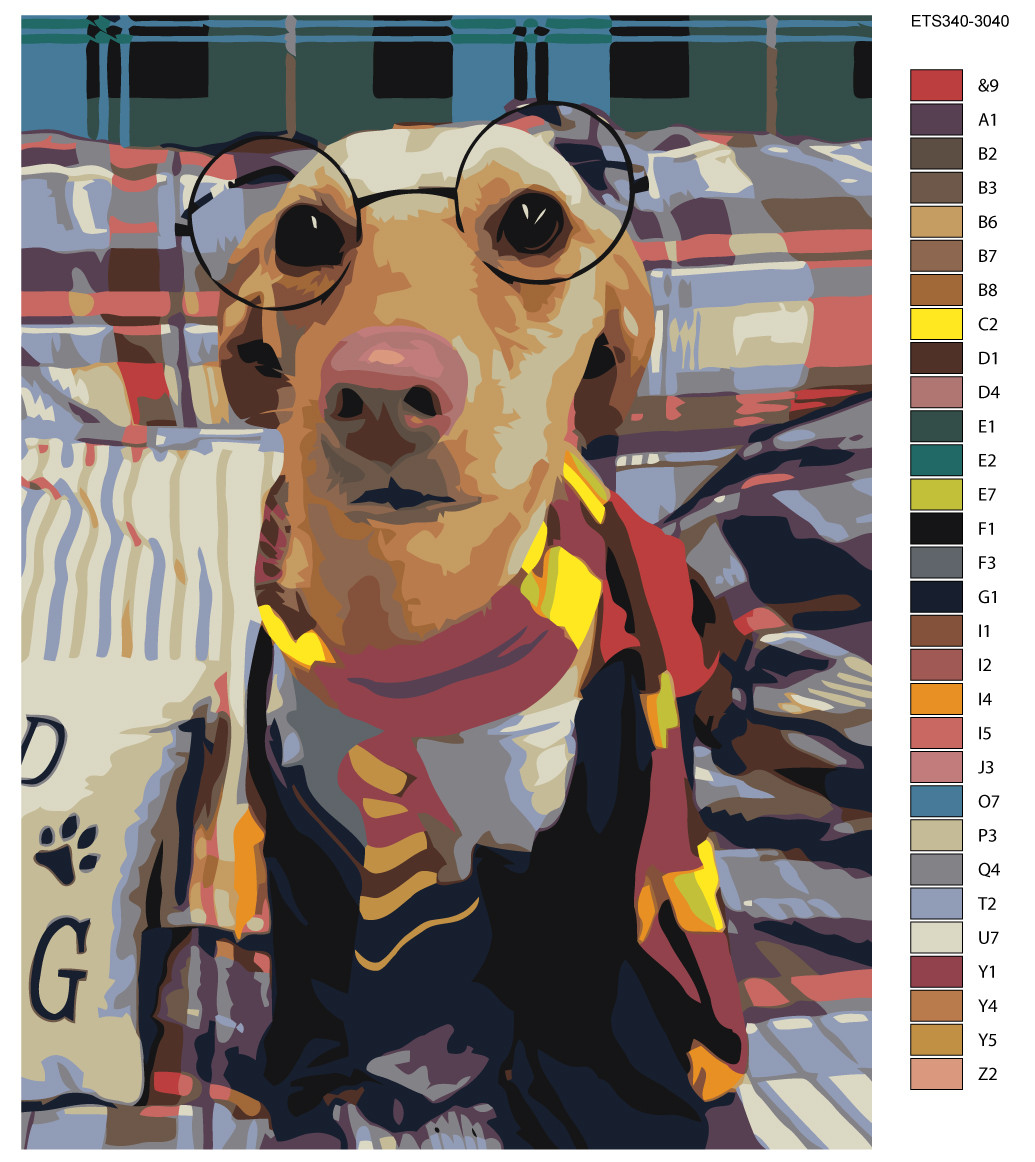 Рисование по номерам Собака в очках Гарри Поттера 30 x 40 | ETS340-3040 | SLAVINA - фото 2 - id-p206627547