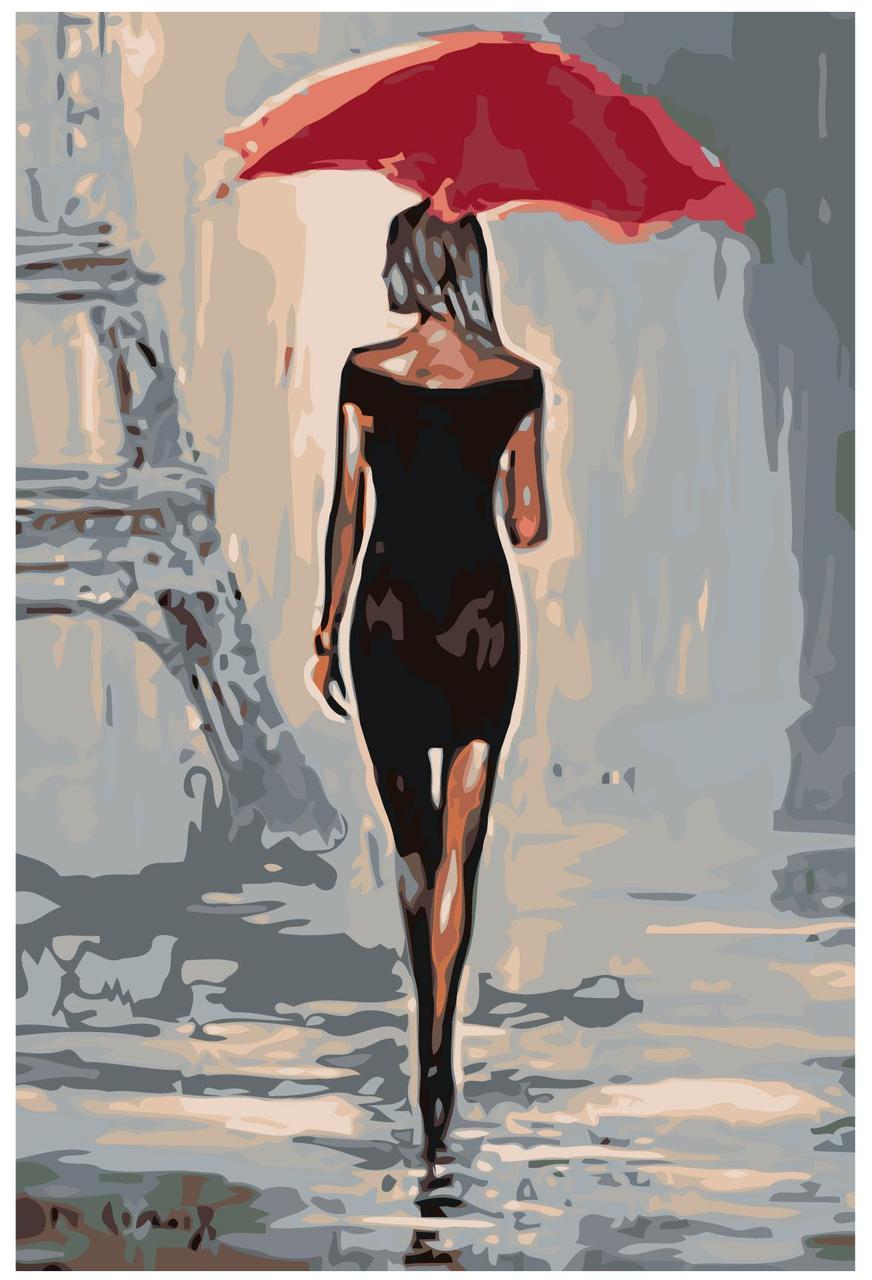 Живопись по номерам Девушка под зонтом в Париже 40 x 60 | RO77 | SLAVINA