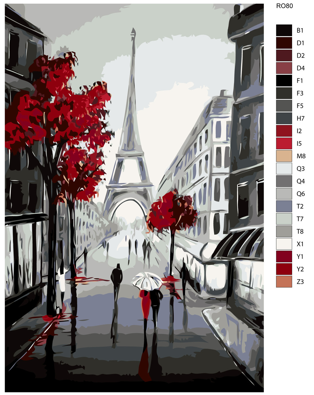 Рисование по номерам Осень в Париже 40 x 60 | RO80 | SLAVINA - фото 2 - id-p206626528