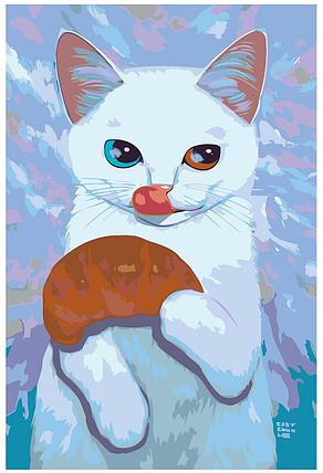 Картина по номерам Кошка с круассаном 40 x 60 | A445 | SLAVINA, фото 2