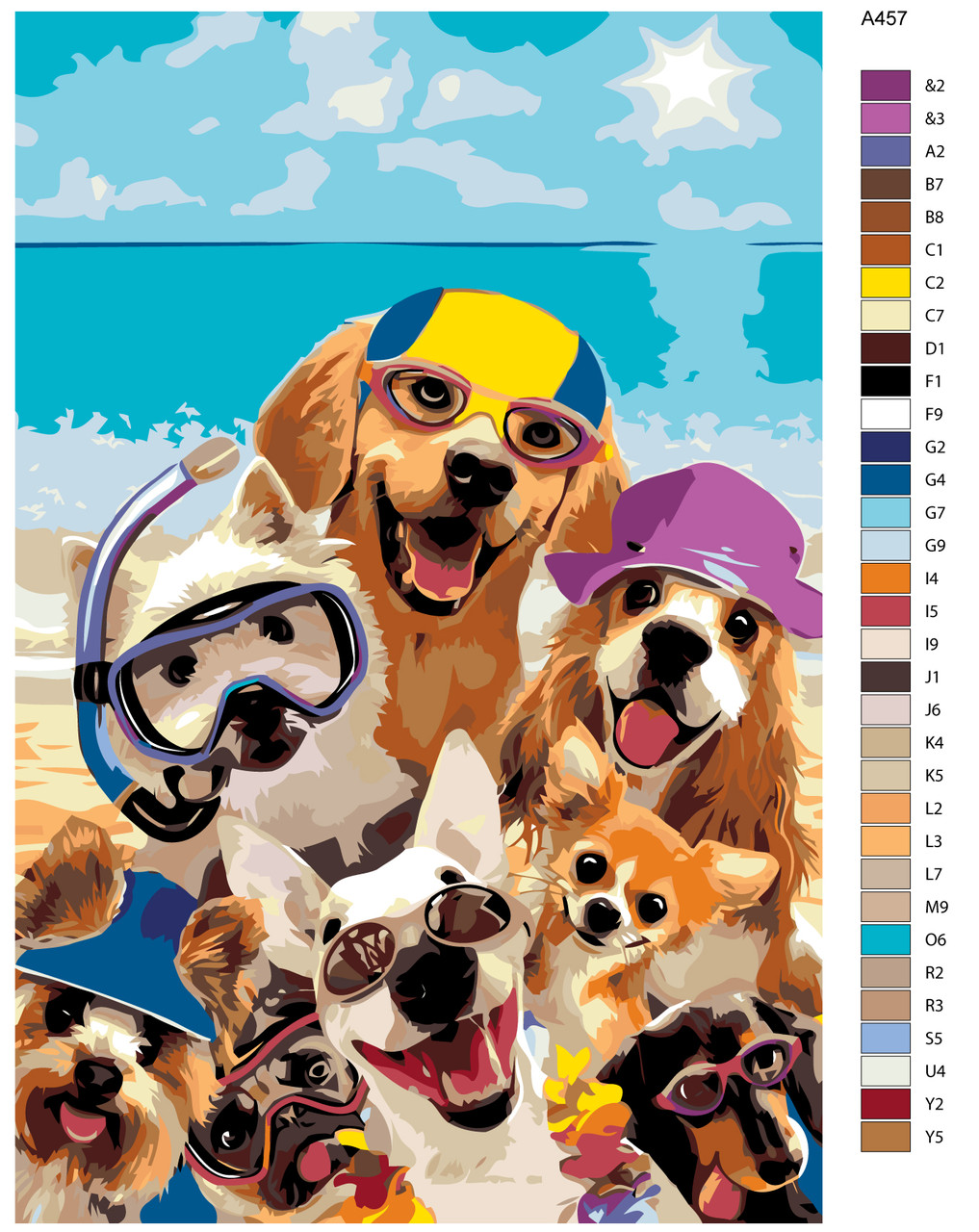Живопись по номерам Собаки на пляже 40 x 60 | A457 | SLAVINA - фото 2 - id-p206626537