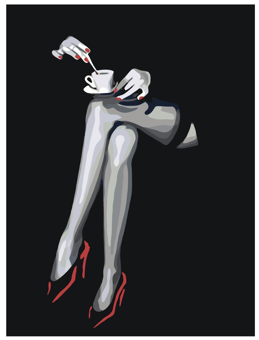 Раскраска по номерам Девушка с кофе в темноте 30 x 40 | RO234 | SLAVINA - фото 1 - id-p206627596
