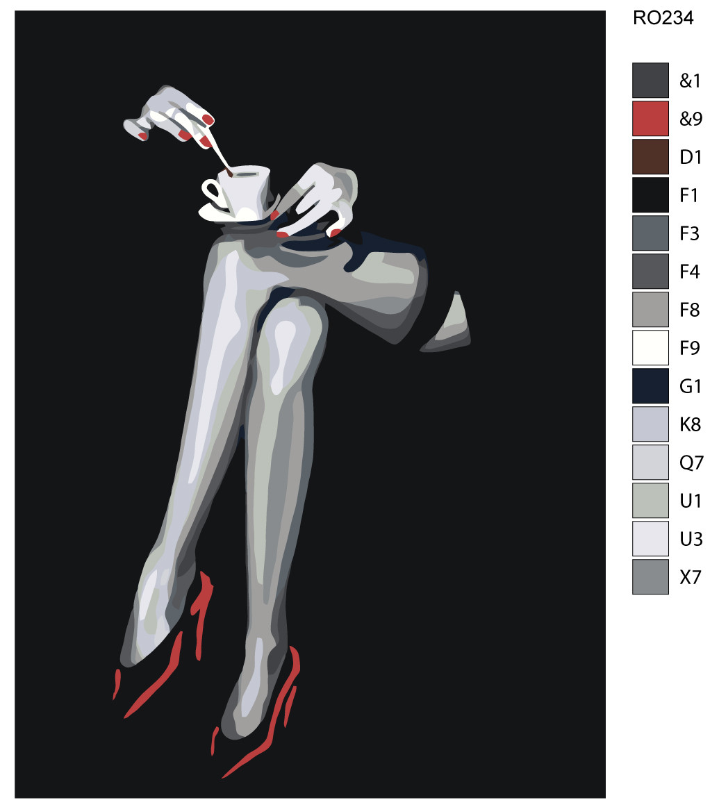 Раскраска по номерам Девушка с кофе в темноте 30 x 40 | RO234 | SLAVINA - фото 2 - id-p206627596