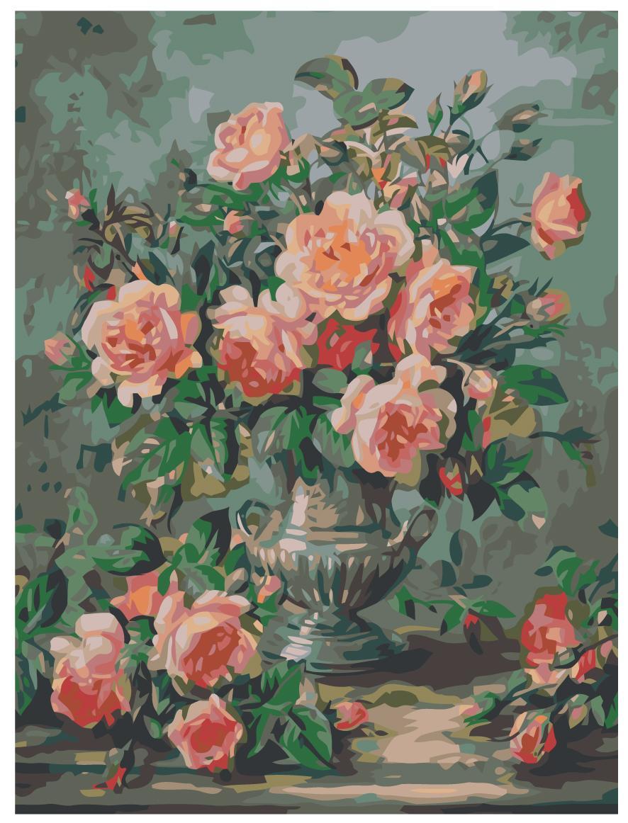 Картина по номерам Розы в серебряной вазе 30 x 40 | Z-AB573 | SLAVINA - фото 1 - id-p206627599