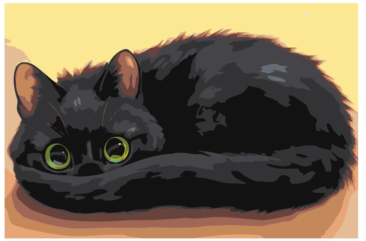 Картина по номерам Черный котенок 40 x 60 | Z-AB149 | SLAVINA - фото 1 - id-p206626654