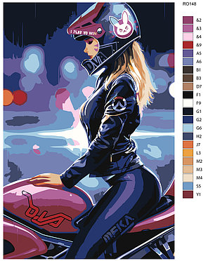 Картина по номерам Мотоциклистка байкерша 40 x 60 | RO148 | SLAVINA, фото 2