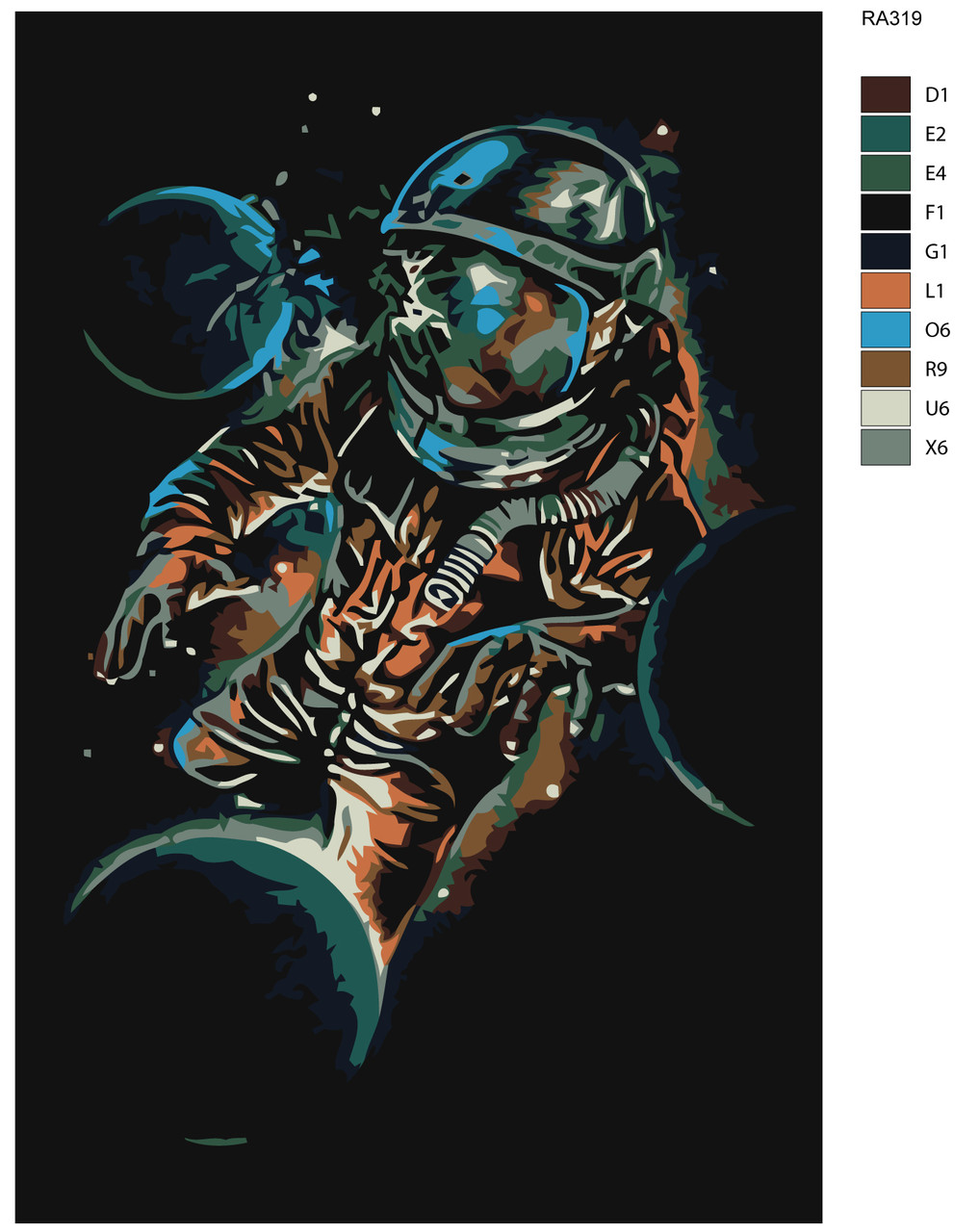 Живопись по номерам Космонавт 40 x 60 | RA319 | SLAVINA - фото 2 - id-p206626691