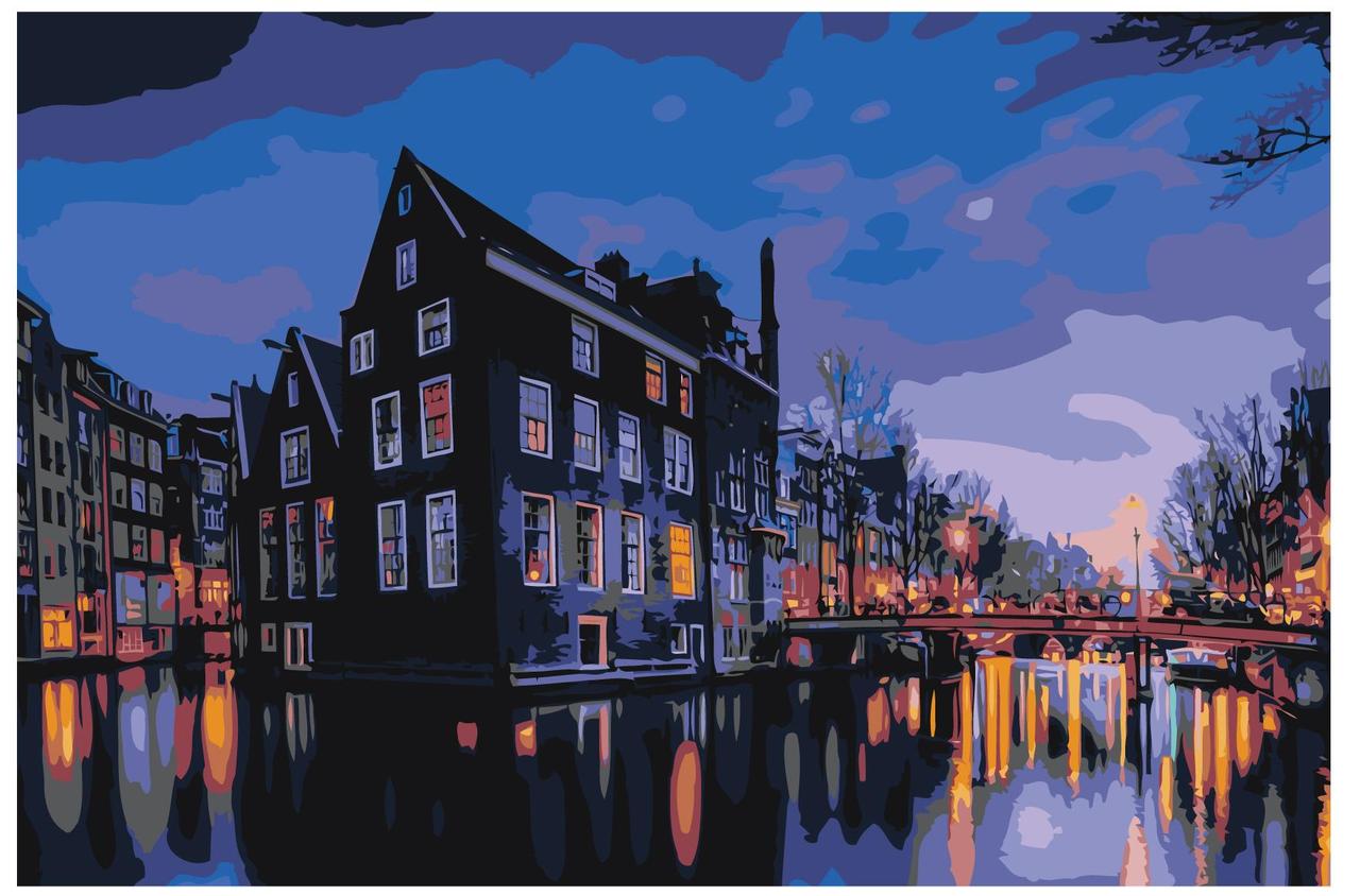 Картина по номерам Ночной Амстердам 40 x 60 | Z-AB461 | SLAVINA - фото 1 - id-p206626738