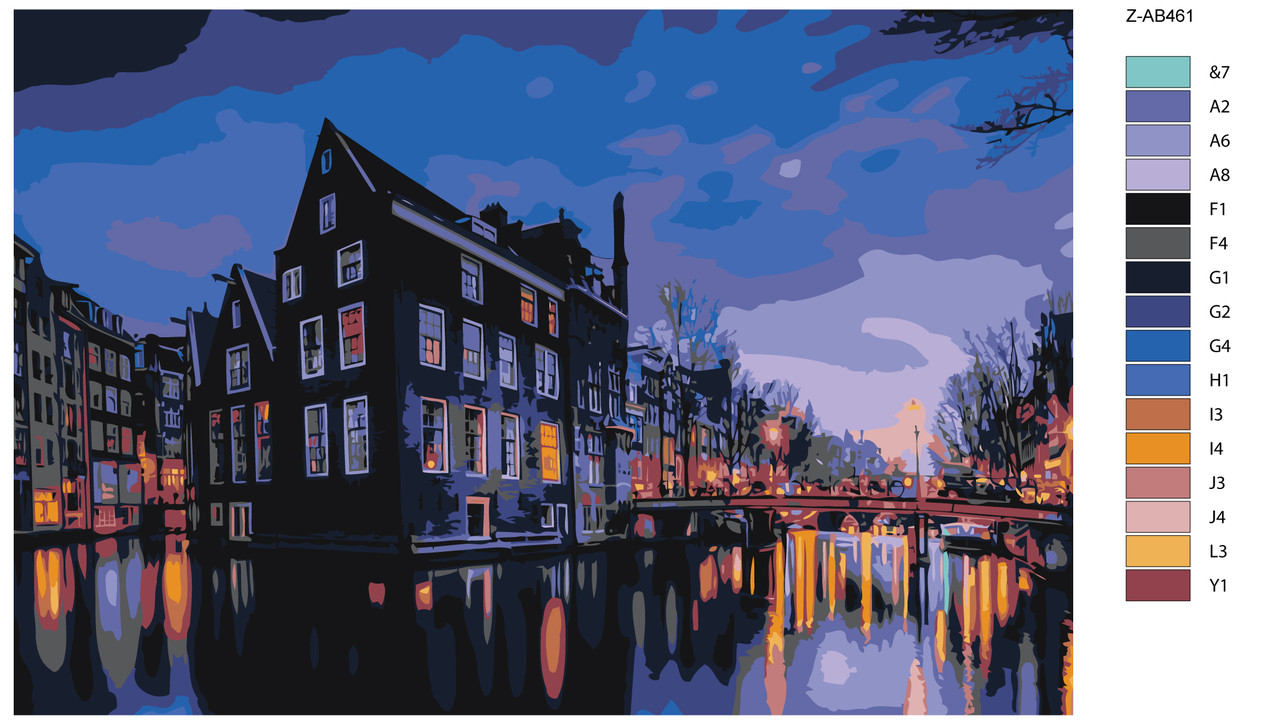 Картина по номерам Ночной Амстердам 40 x 60 | Z-AB461 | SLAVINA - фото 2 - id-p206626738