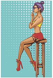 Рисование по номерам Девушка с сигаретой на барном стуле 40 x 60 | Z-AB511 | SLAVINA