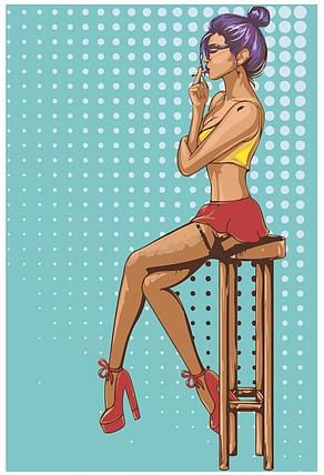 Рисование по номерам Девушка с сигаретой на барном стуле 40 x 60 | Z-AB511 | SLAVINA, фото 2