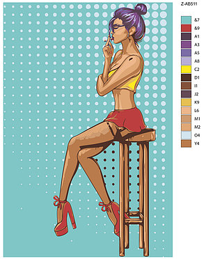 Рисование по номерам Девушка с сигаретой на барном стуле 40 x 60 | Z-AB511 | SLAVINA, фото 2