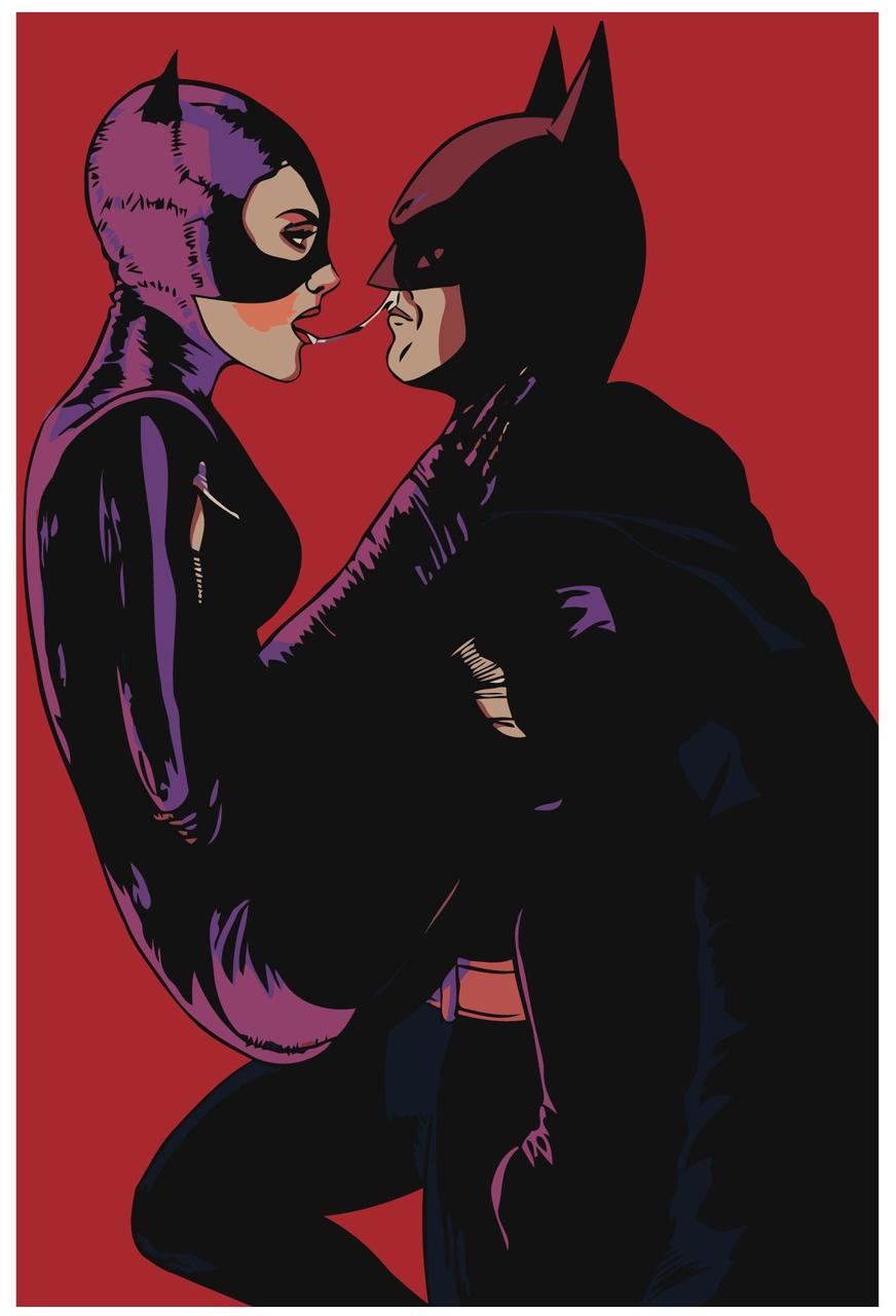 Рисование по номерам Бэтмен и Женщина-кошка 40 x 60 | Z-AB527 | SLAVINA - фото 1 - id-p206626781