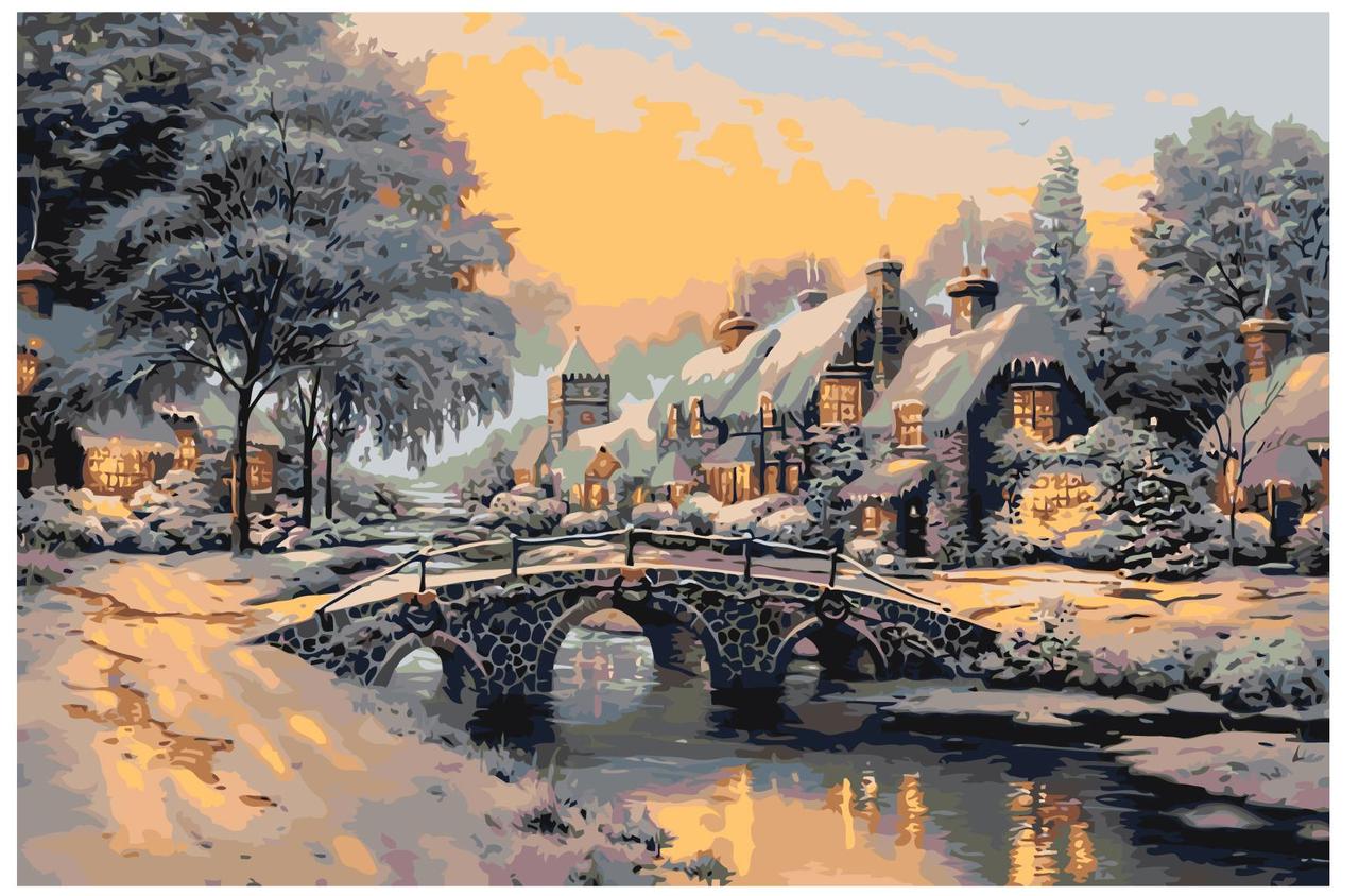 Картина по номерам Зимний пейзаж с домиками 40 x 60 | Z-AB607 | SLAVINA - фото 1 - id-p206626817