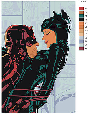 Живопись по номерам Бэтмен и Женщина-кошка 40 x 60 | Z-AB530 | SLAVINA, фото 2