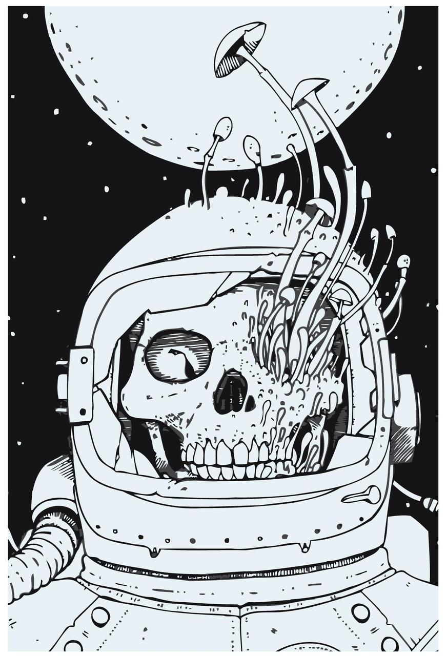 Живопись по номерам Череп в скафандре с грибами 40 x 60 | Z-AB650 | SLAVINA