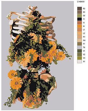 Картина по номерам Скелет и цветы 40 x 60 | Z-AB655 | SLAVINA, фото 2