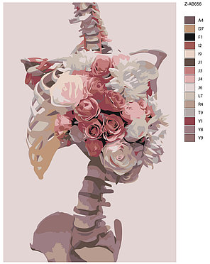 Картина по номерам Скелет и розы 40 x 60 | Z-AB656 | SLAVINA, фото 2