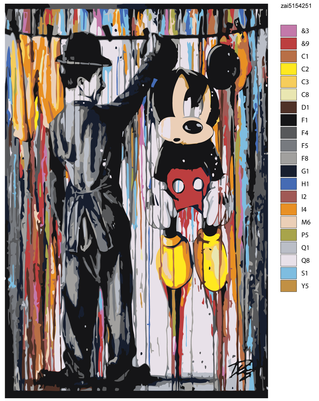 Картина по номерам Чарли Чаплин и Микки Маус 40 x 60 | zai5154251 | SLAVINA - фото 2 - id-p206626849