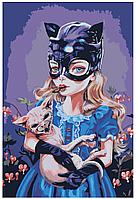 Картина по номерам Девочка в маске кошки 40 x 60 | Z-AB703 | SLAVINA