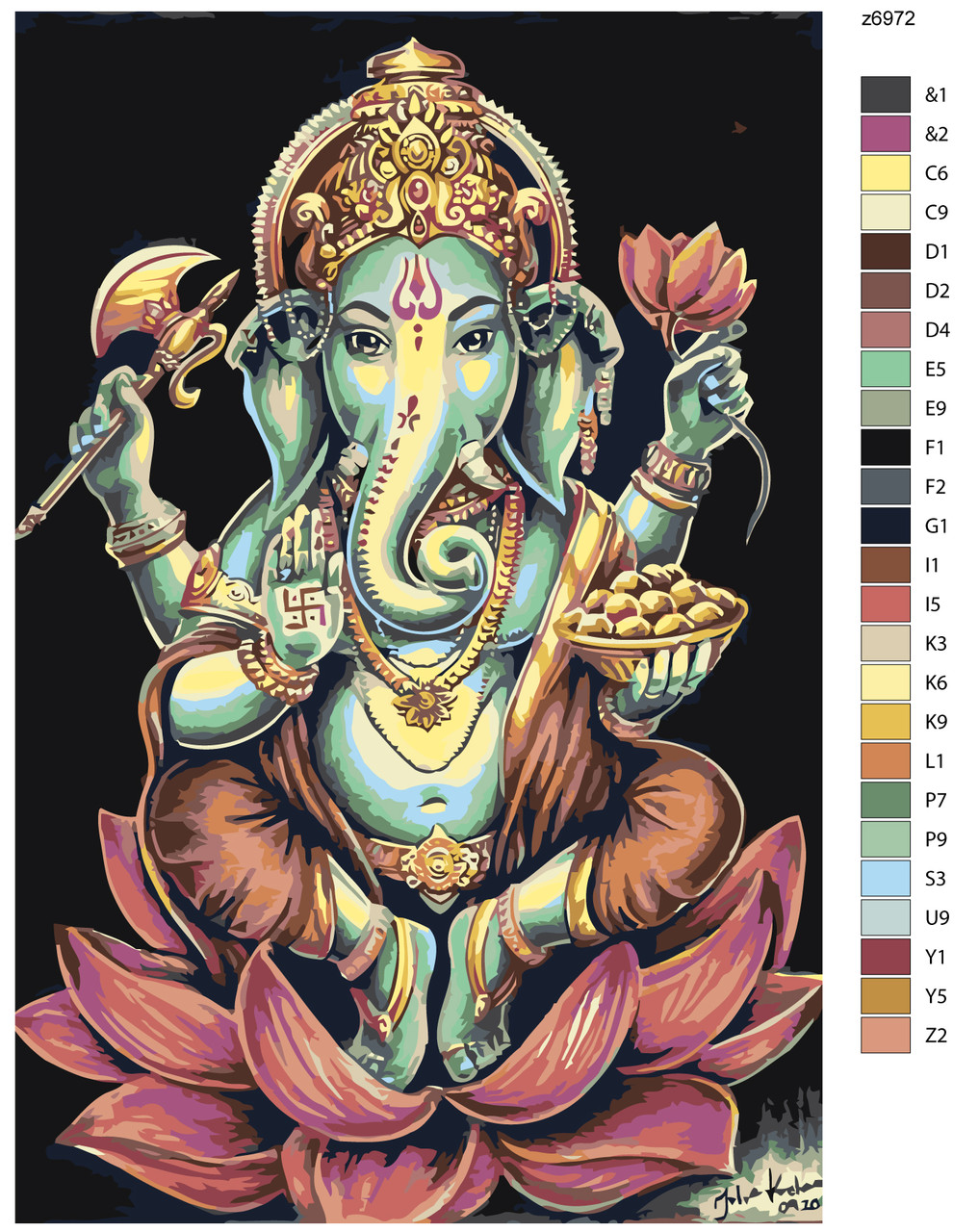 Живопись по номерам Ганеша Индийский Бог 40 x 60 | z69721 | SLAVINA - фото 2 - id-p206626866
