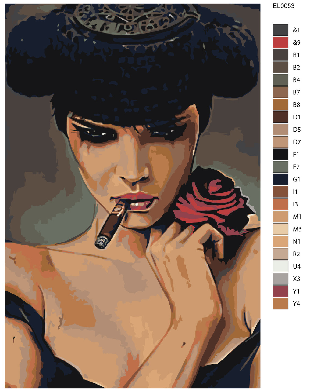 Картина по номерам Дама с сигарой 40 x 60 | EL005 | SLAVINA - фото 2 - id-p206626872