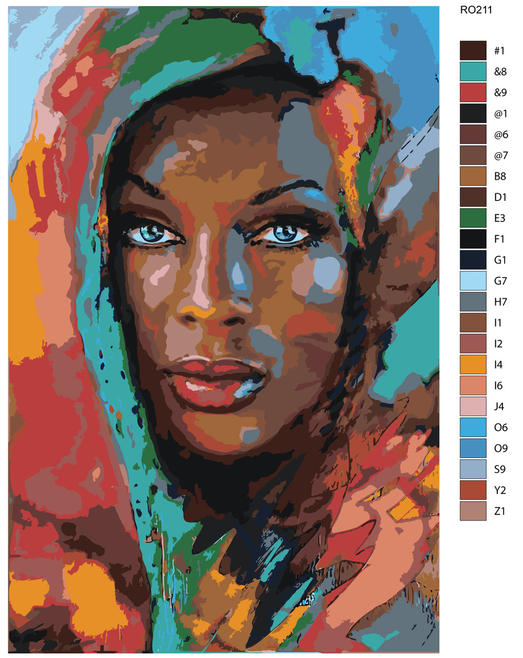 Живопись по номерам Африканка Портрет 40 x 60 | RO211 | SLAVINA - фото 2 - id-p206626922