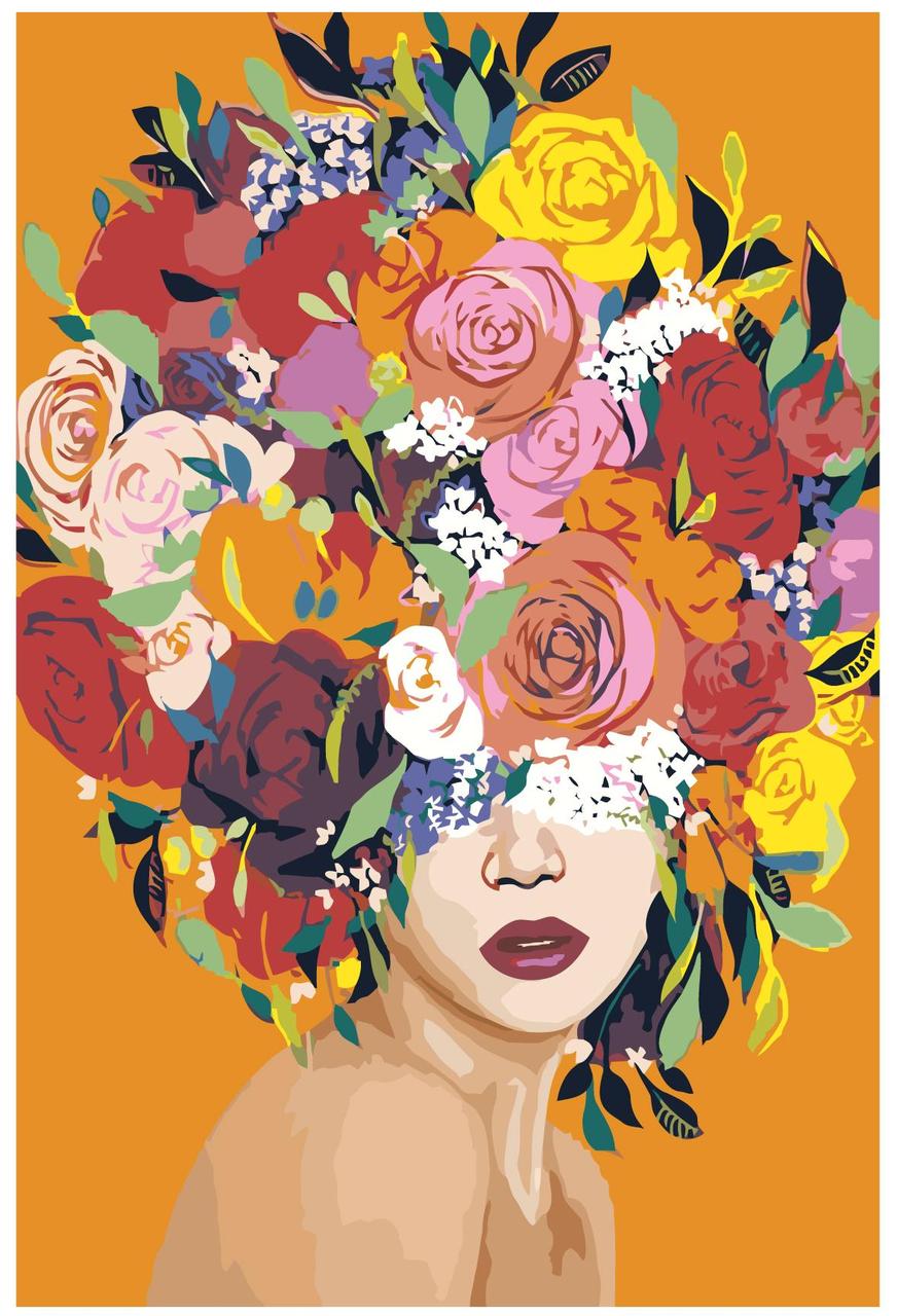 Живопись по номерам Девушка с цветами на голове 40 x 60 | RO219 | SLAVINA - фото 1 - id-p206626923