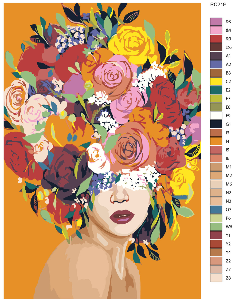 Живопись по номерам Девушка с цветами на голове 40 x 60 | RO219 | SLAVINA - фото 2 - id-p206626923
