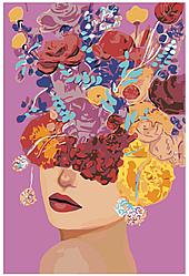 Картина по номерам Девушка с цветами на голове 40 x 60 | RO217 | SLAVINA