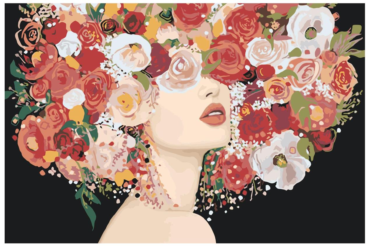Картина по номерам Девушка с цветами на голове 40 x 60 | RO221 | SLAVINA - фото 1 - id-p206626927
