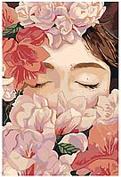 Живопись по номерам Женское лицо в цветах 40 x 60 | RO238 | SLAVINA