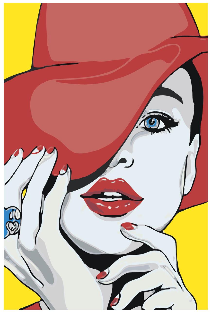 Живопись по номерам Девушка в красной шляпе 40 x 60 | RO245 | SLAVINA - фото 1 - id-p206626944