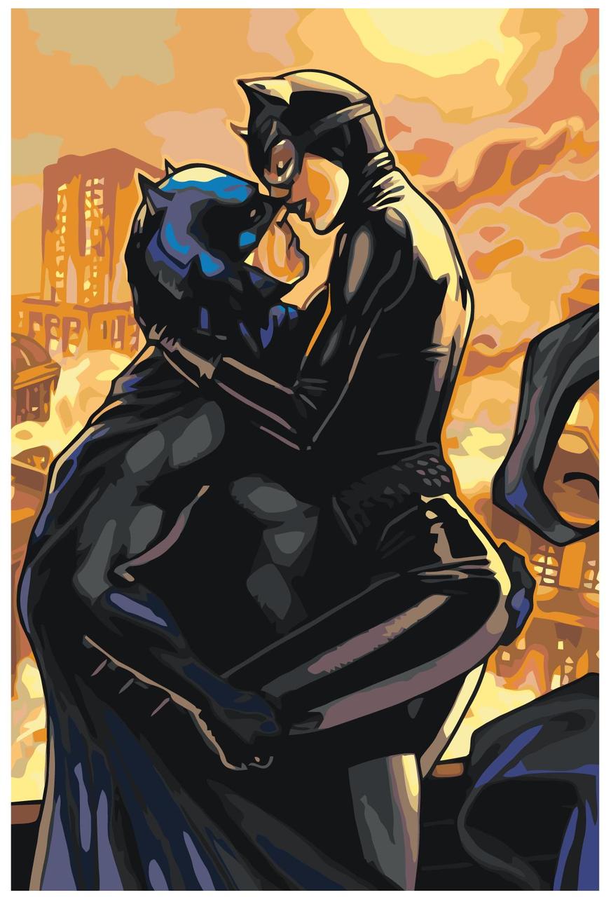 Рисование по номерам Бэтмен и Женщина-кошка 40 x 60 | RO279 | SLAVINA - фото 1 - id-p206626980