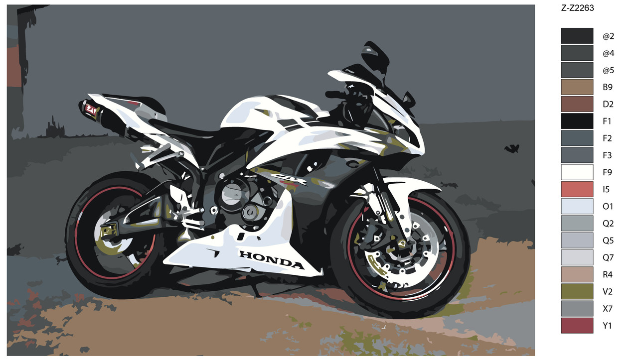 Картина по номерам Мотоцикл Хонда 40 x 60 | Z-Z2263 | SLAVINA - фото 2 - id-p206627041