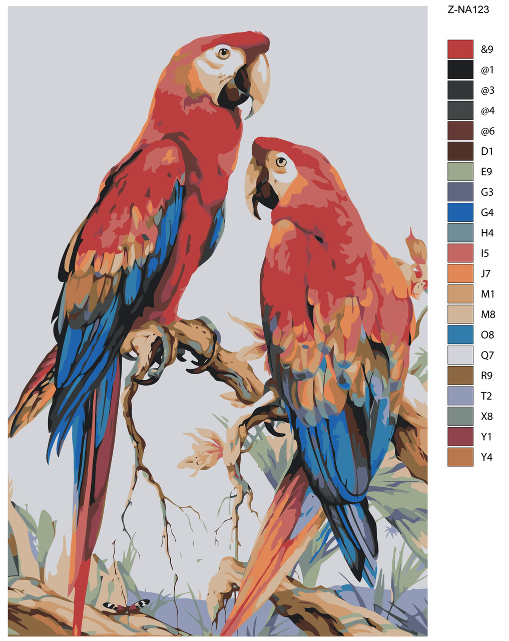Картина по номерам Два попугая 40 x 60 | Z-NA123 | SLAVINA - фото 2 - id-p206627092
