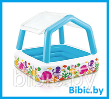 Детский надувной бассейн с навесом, интекс intex 57470NP плавательный для купания плавания детей малышей