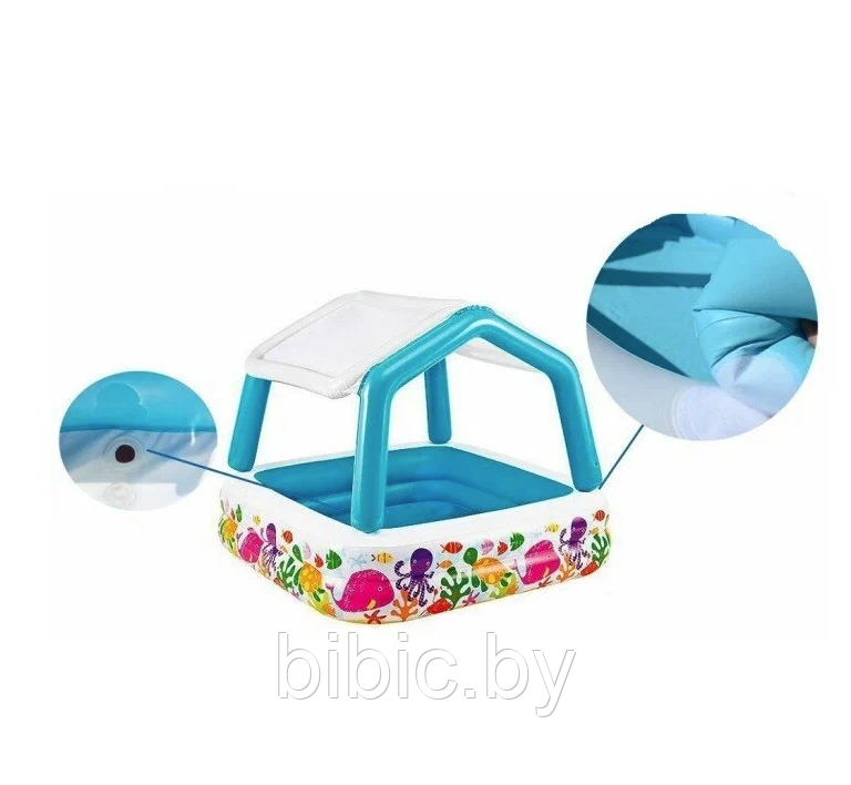Детский надувной бассейн с навесом, интекс intex 57470NP плавательный для купания плавания детей малышей - фото 2 - id-p206628943