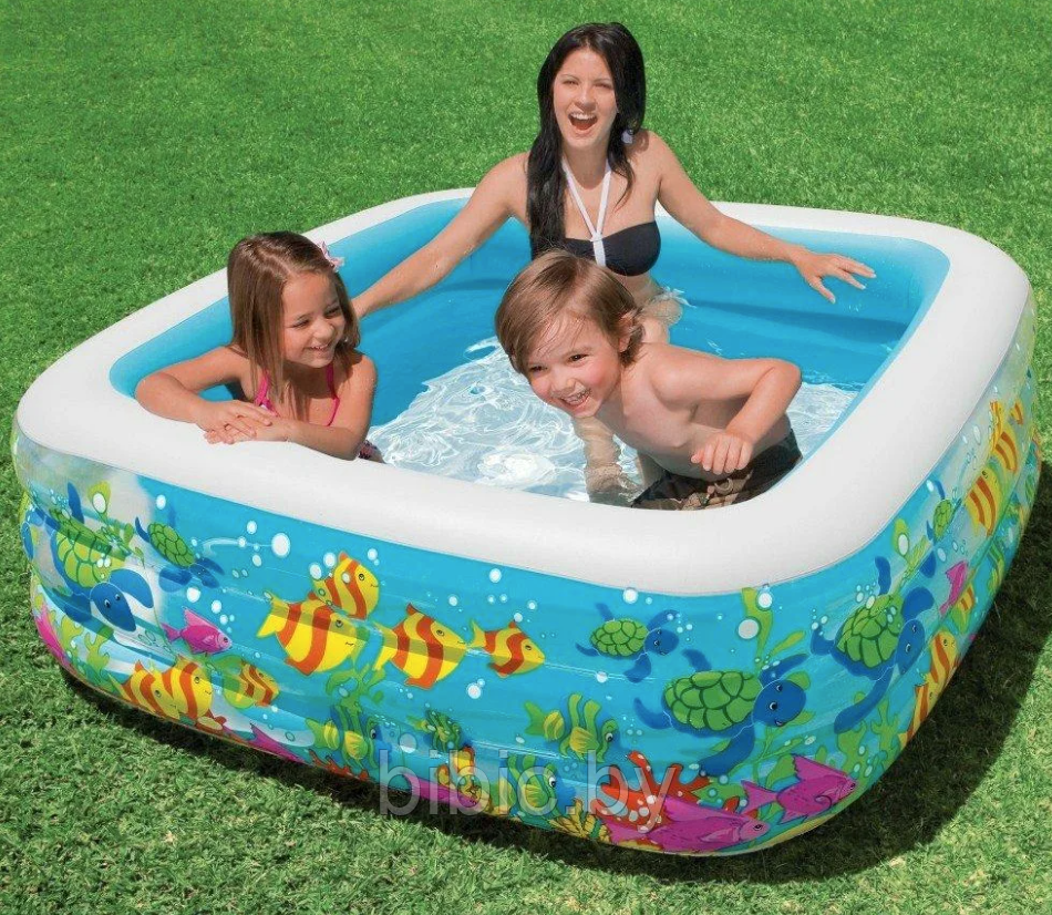 Детский надувной бассейн квадратный, интекс intex 57471NP плавательный для купания плавания детей малышей - фото 3 - id-p206628944