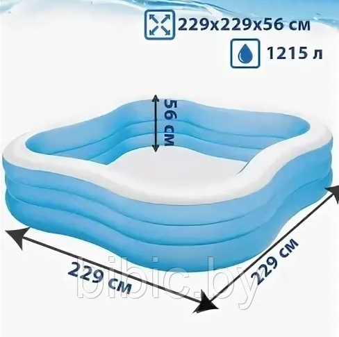 Детский надувной прямоугольный бассейн интекс Intex 57495NP плавательный для купания детей и взрослых - фото 2 - id-p206628945