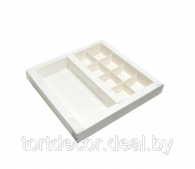 Коробка Белая на 8 конфет и шоколадка 20*20*3 см - фото 1 - id-p206629271