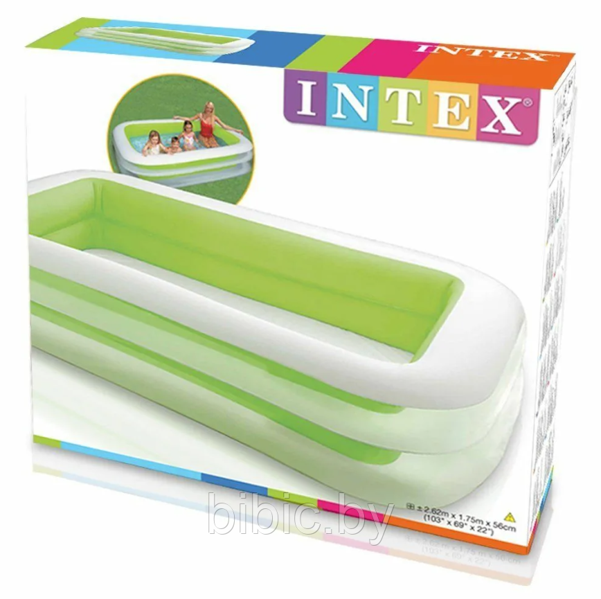 Семейный надувной прямоугольный бассейн,интекс Intexntex 56483NP плавательный для купания детей и взрослых - фото 3 - id-p206629330